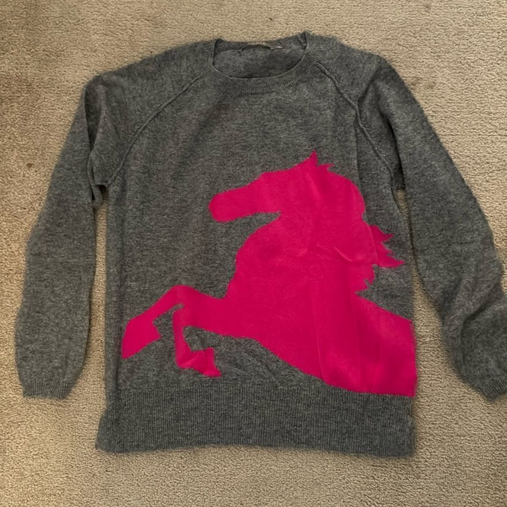Brodie XS grey pink horse cashmere sweater